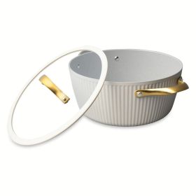 5.5 QT Non-Stick Signature Ribbed Dutch Oven - White Gold