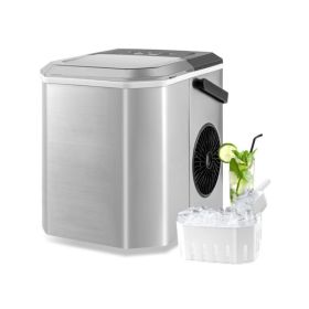 Portable Countertop Ice Maker with Self-Cleaning for Home/Office (Color: silver, Type: Ice Maker)